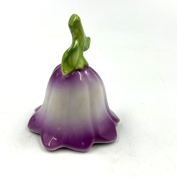 Vintage Small Mini Glazed Porcelain Delicate Bell Purple Morning Glory Flower - Picture 2 of 9